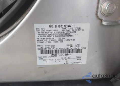 2018 Ford Ecosport Ses из США, поврежденный, VIN MAJ6P1CL6JC166949